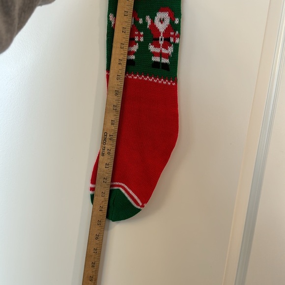 Vintage Christmas knit stocking sock 24" Santa NOEL pom poms Holiday - Picture 4 of 5